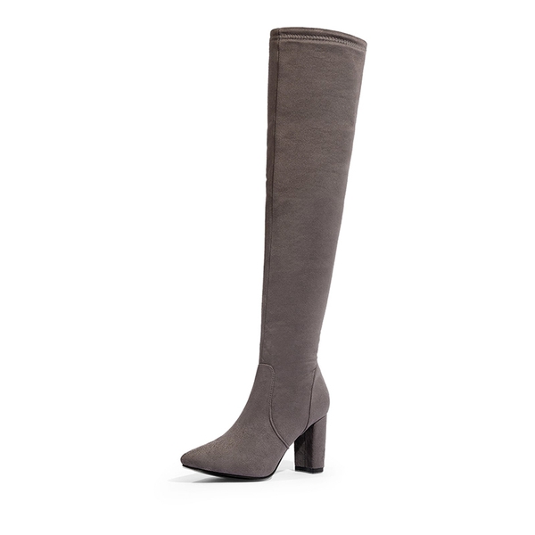Thigh High Fashion Boots - LIGHT GREY -  0